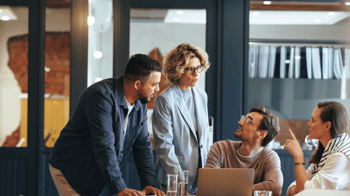 A team working together around a table